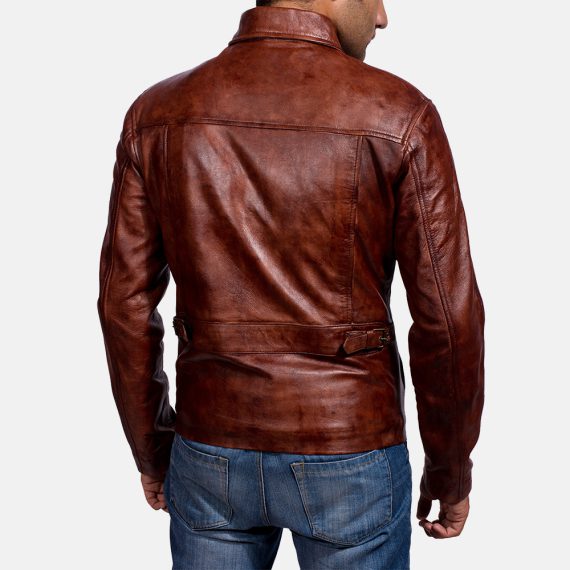 Abstract Maroon Leather Jacket back
