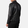 Adornica Black Leather Biker Jacket back