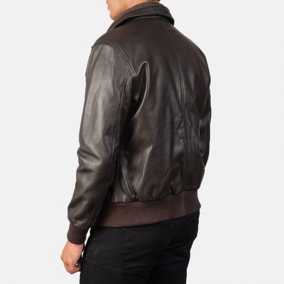 Air Rolf Brown Leather Bomber Jacket back