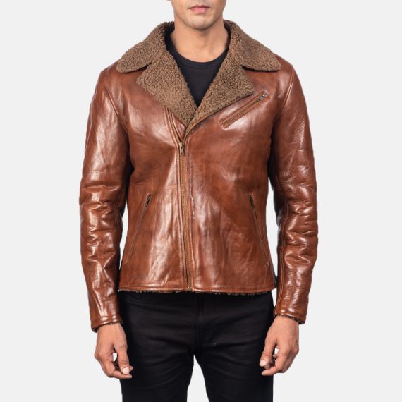 Alberto Shearling Brown Leather Jacket