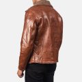 Alberto Shearling Brown Leather Jacket back