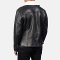 Alberto White Shearling Black Leather Jacket back