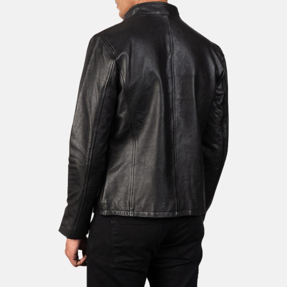 Alex Black Leather Biker Jacket back
