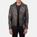 Allaric Alley Distressed Brown Leather Biker Jacket front
