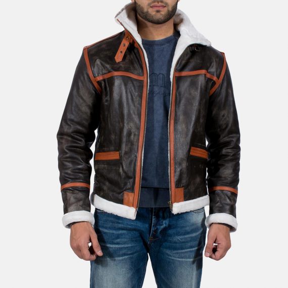 Alpine Brown Fur Leather Jacket front