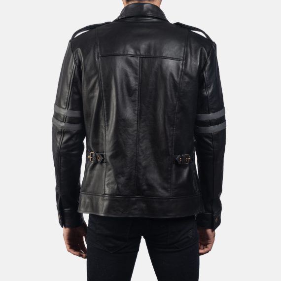 Armstrong Black Leather Biker Jacket back