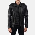 Armstrong Black Leather Biker Jacket front
