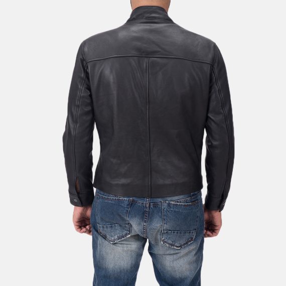 Austere Matte Black Leather Biker Jacket back
