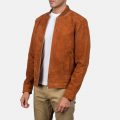 Blain Brown Suede Bomber Jacket front