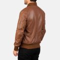 Bomia Ma-1 Brown Leather Bomber Jacket back