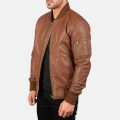 Bomia Ma-1 Brown Leather Bomber Jacket front