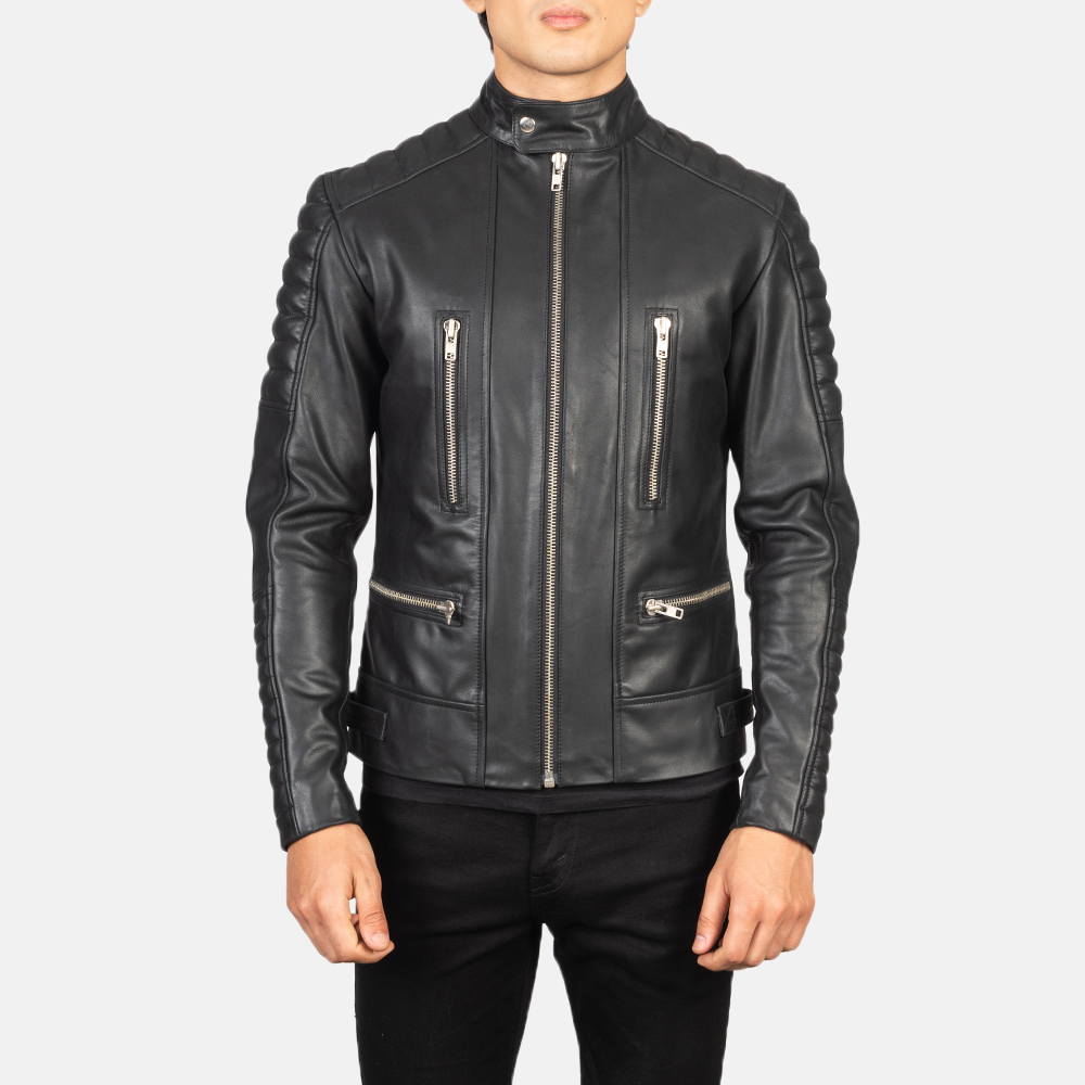 Damian Black Leather Biker Jacket - Men’s Leather Jackets online store