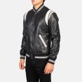Dantee Black Leather Varsity Jacket front