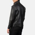 Darren Black Leather Biker Jacket back