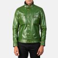 Darren Distressed Green Leather Biker Jacket