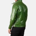 Darren Distressed Green Leather Biker Jacket back