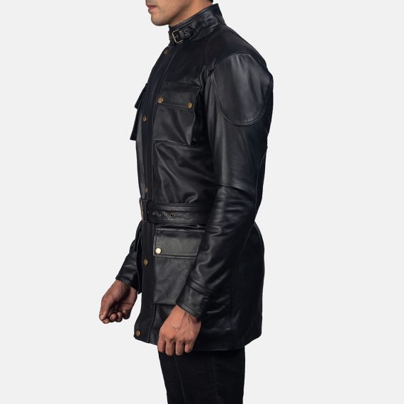 Dolf Black Leather Jacket front