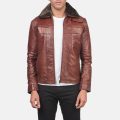 Evan Hart Fur Brown Leather Jacket front
