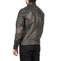 Faisor Distressed Brown Leather Biker Jacket back