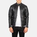 Fernando Quilted Black Leather Biker Jacket front