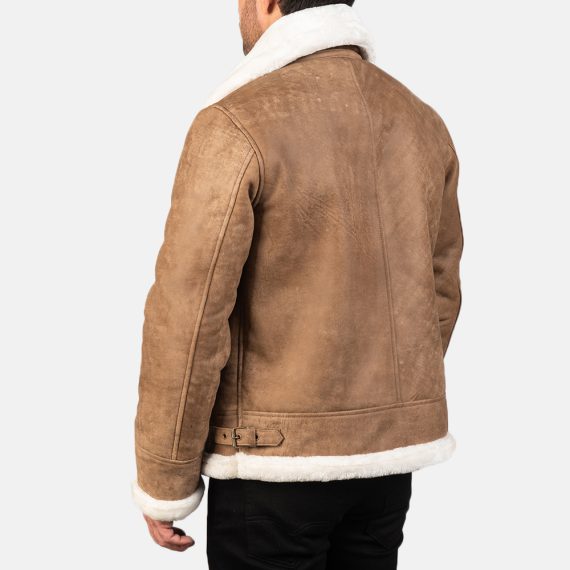 Francis B-3 Distressed Brown Leather Bomber Jacket back