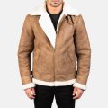 Francis B-3 Distressed Brown Leather Bomber Jacket front