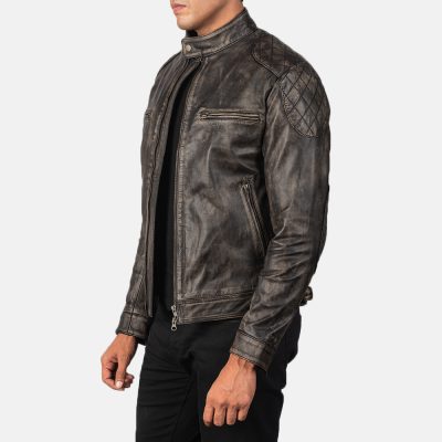 Gatsby Distressed Brown Leather Jacket front