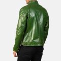 Gatsby Green Leather Biker Jacket back
