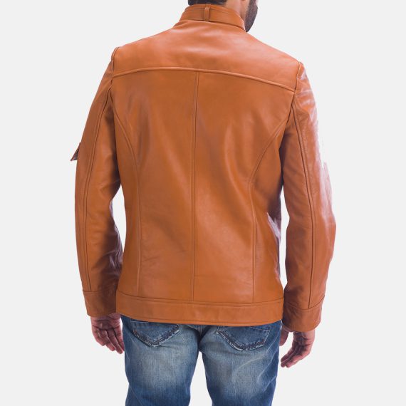 Hans Tan Brown Leather Jacket back