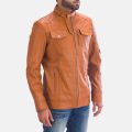 Hans Tan Brown Leather Jacket front