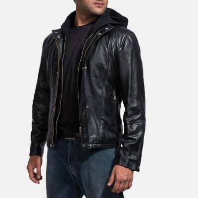 Highschool Black Leather Jacket front