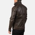 Hudson Brown Leather Biker Jacket back