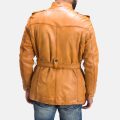 Hunter Tan Brown Fur Leather Jacket back