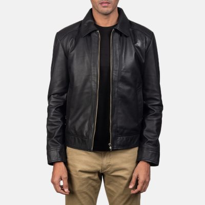 Inferno Black Leather Jacket front