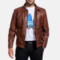 Inferno Brown Leather Jacket front