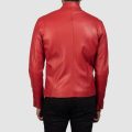 Ionic Red Leather Biker Jacket back