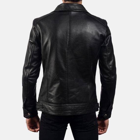 Legacy Black Leather Biker Jacket back