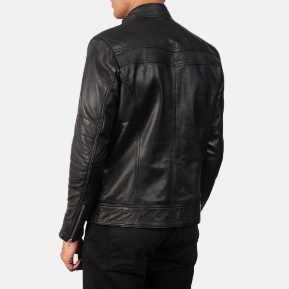 Mack Black Leather Biker Jacket back