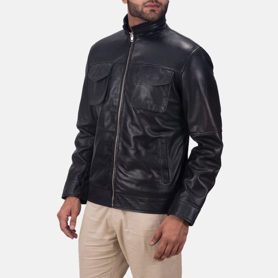 Maurice Black Leather Jacket front