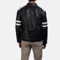 Monza Black & White Leather Biker Jacket back