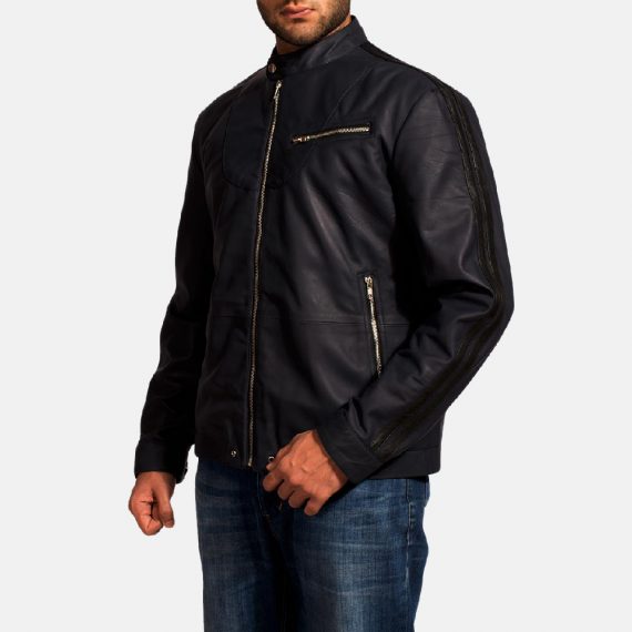 Moonblue Leather Biker Jacket front