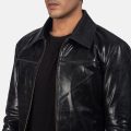 Mystical Black Leather Jacket front