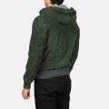 Nintenzo Green Hooded Suede Jacket back