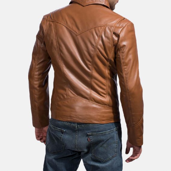 Old School Brown Leather Jacket back