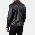 Raiden Black Leather Biker Jacket back