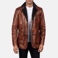 Rocky Brown Fur Leather Coat front