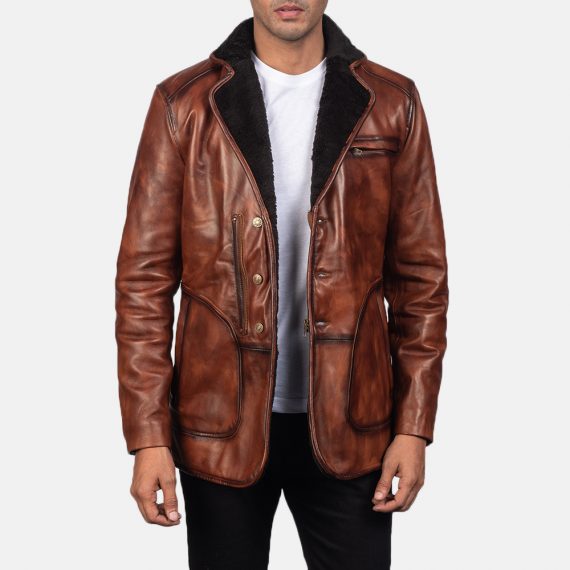 Rocky Brown Fur Leather Coat front
