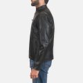 Rustic Black Leather Biker Jacket front
