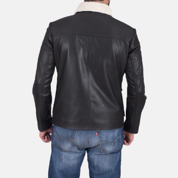 Snow Cole Black Leather Jacket back