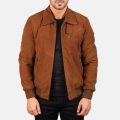 Tomchi Tan Suede Leather Jacket front